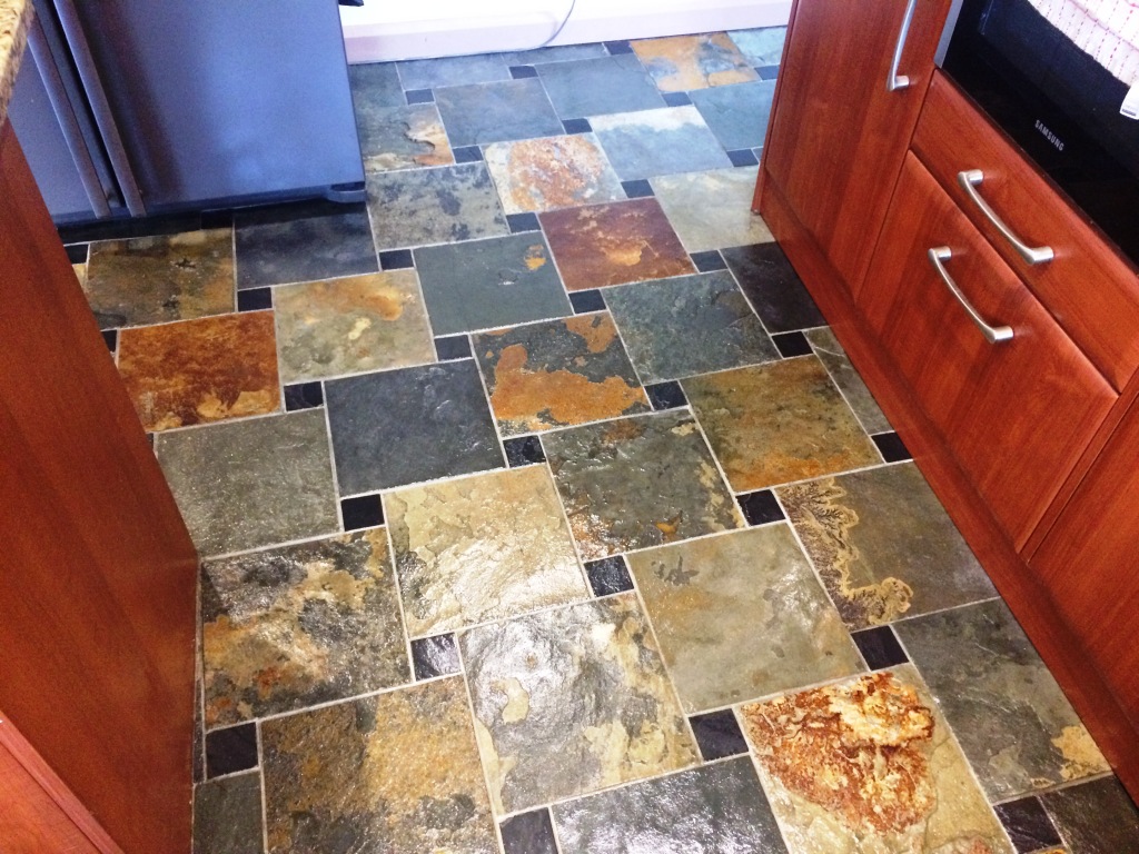 Slate Tiled Kitchen Floor After Sealing Spencers Wood