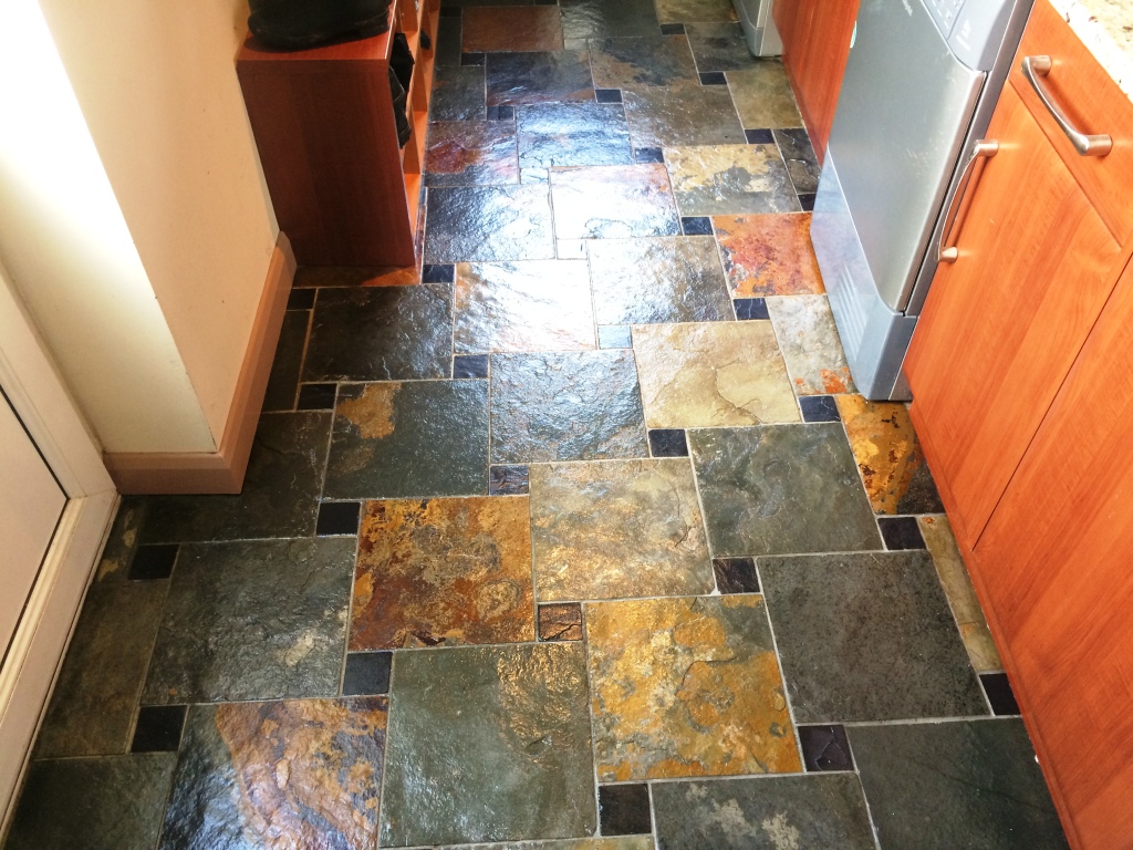 Slate Tiled Kitchen Floor After Sealing Spencers Wood