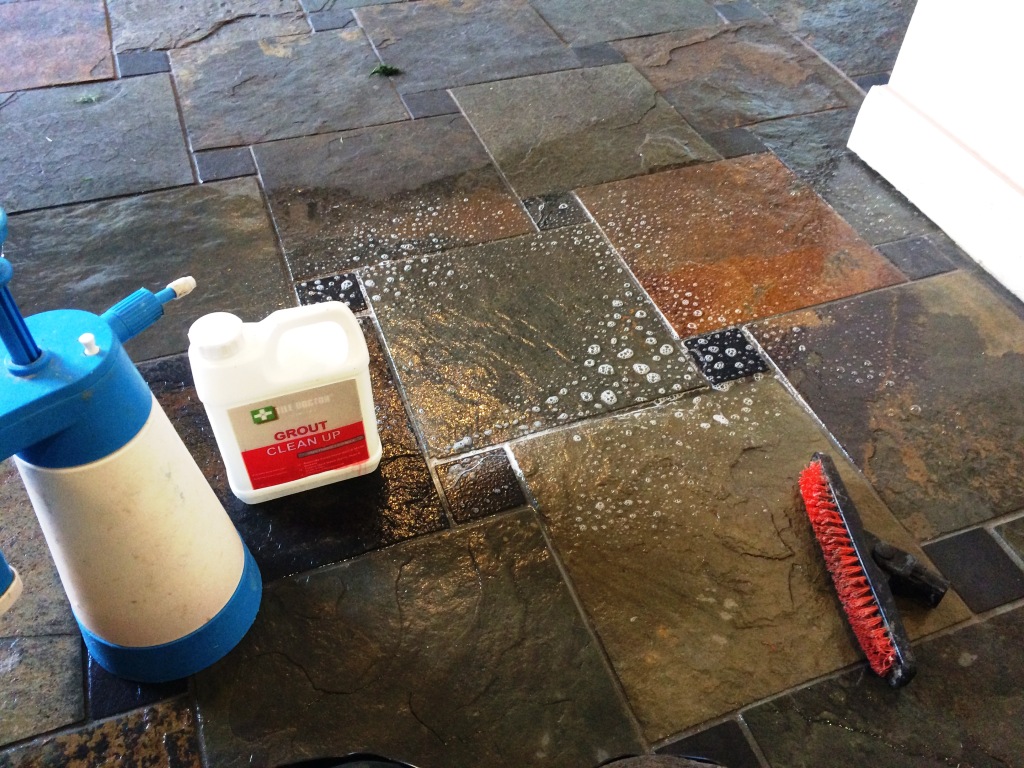 Slate Tiled Kitchen Floor During Cleaning Spencers Wood
