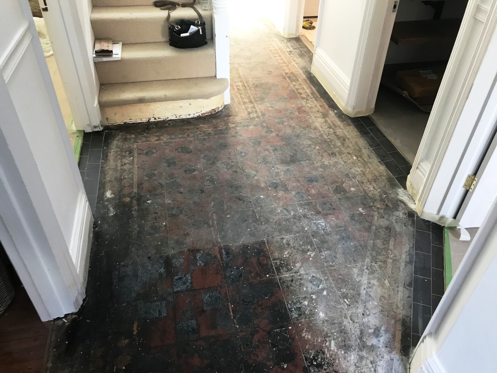 Bitumen Covered Victorian Floor Before Restoration Caversham Reading
