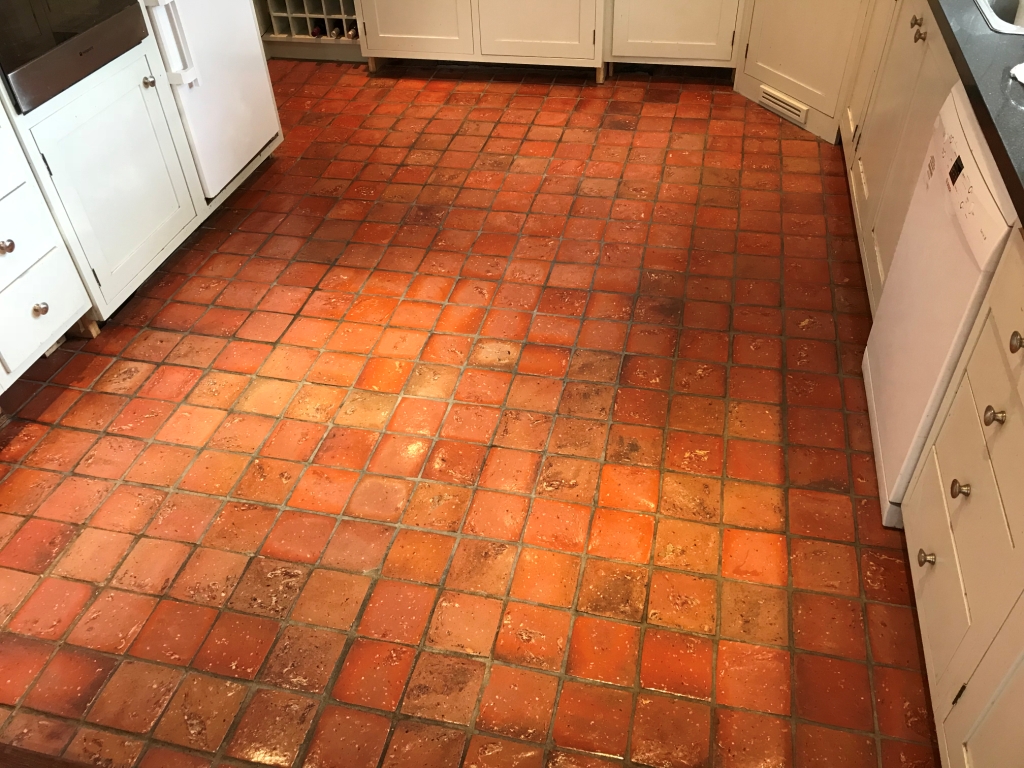 Quarry Tiled Kitchen Floor Bucklebury After Sealing