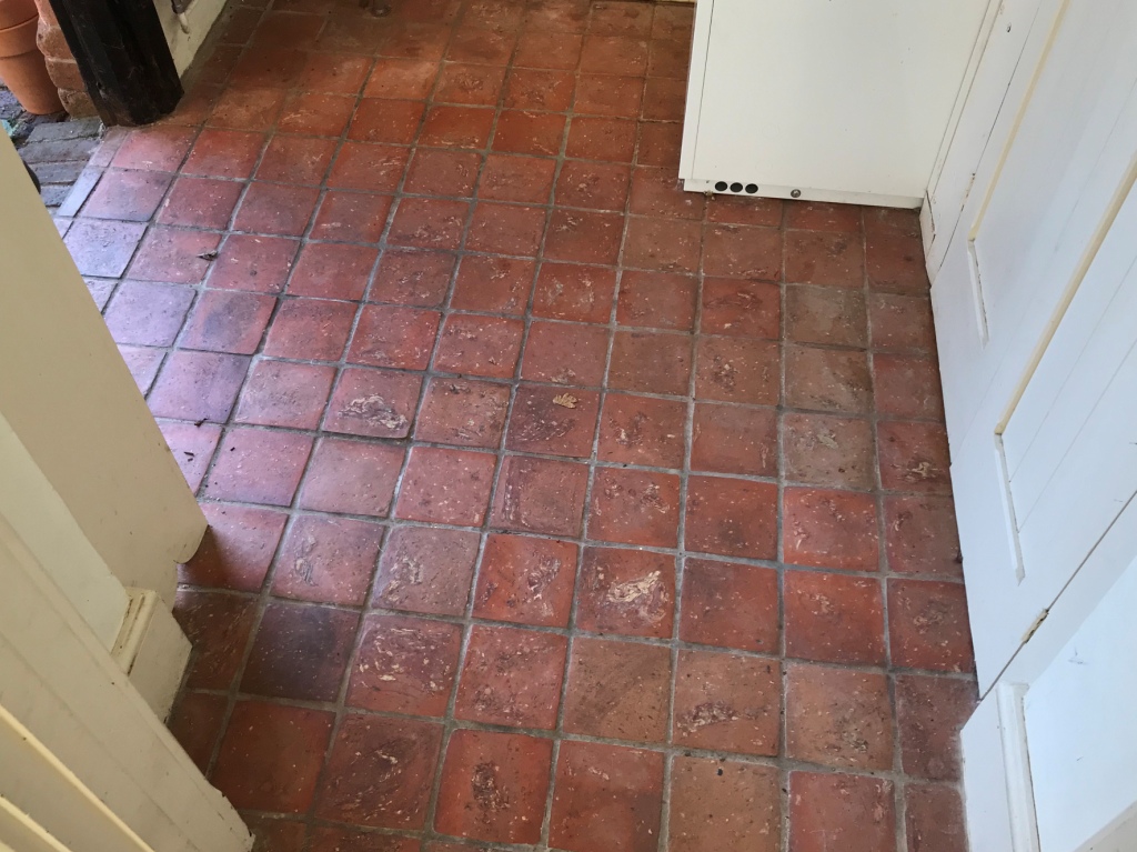 Quarry Tiled Kitchen Floor Bucklebury Before Cleaning