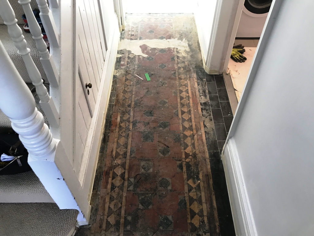 Bitumen Covered Victorian Floor Before Restoration Caversham Reading