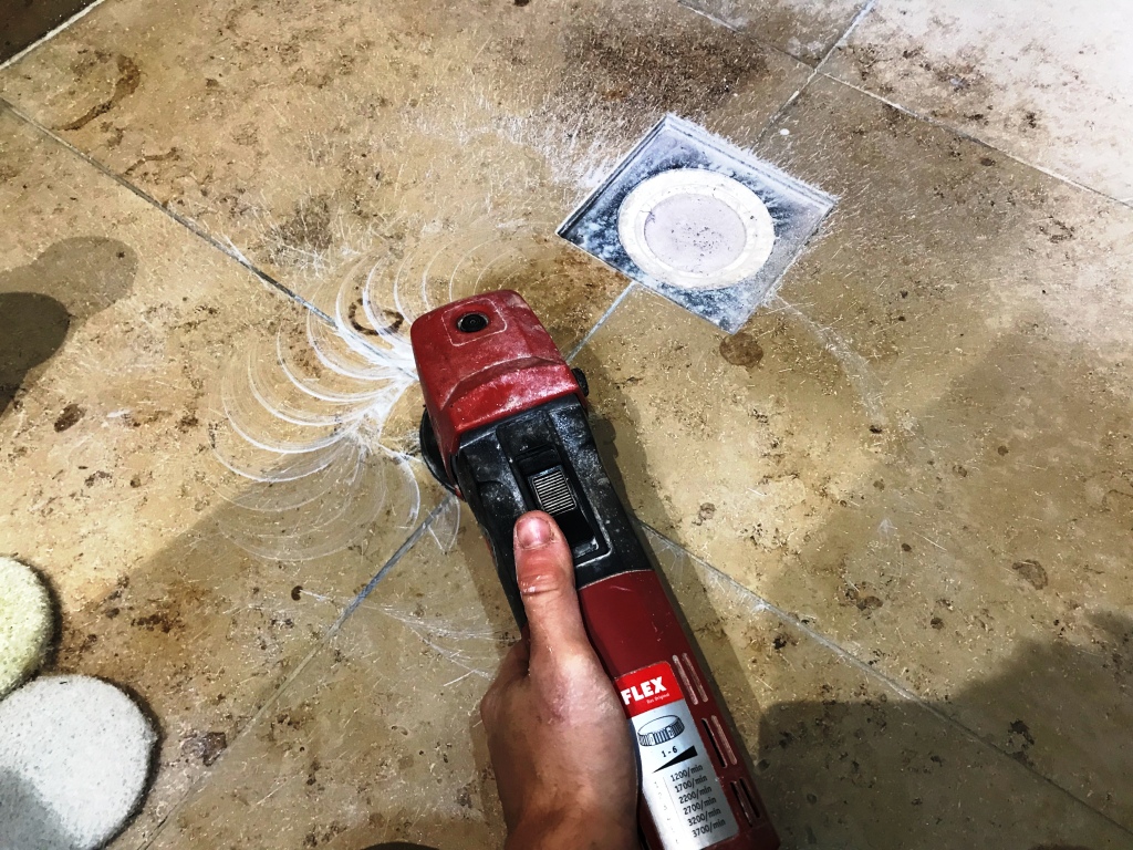 Limestone Shower During Polishing Sonning Eye