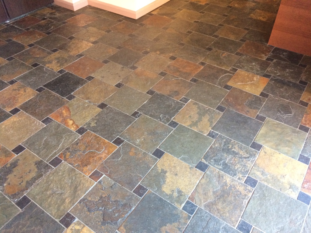 Slate Tiled Kitchen Floor Before Cleaning Spencers Wood