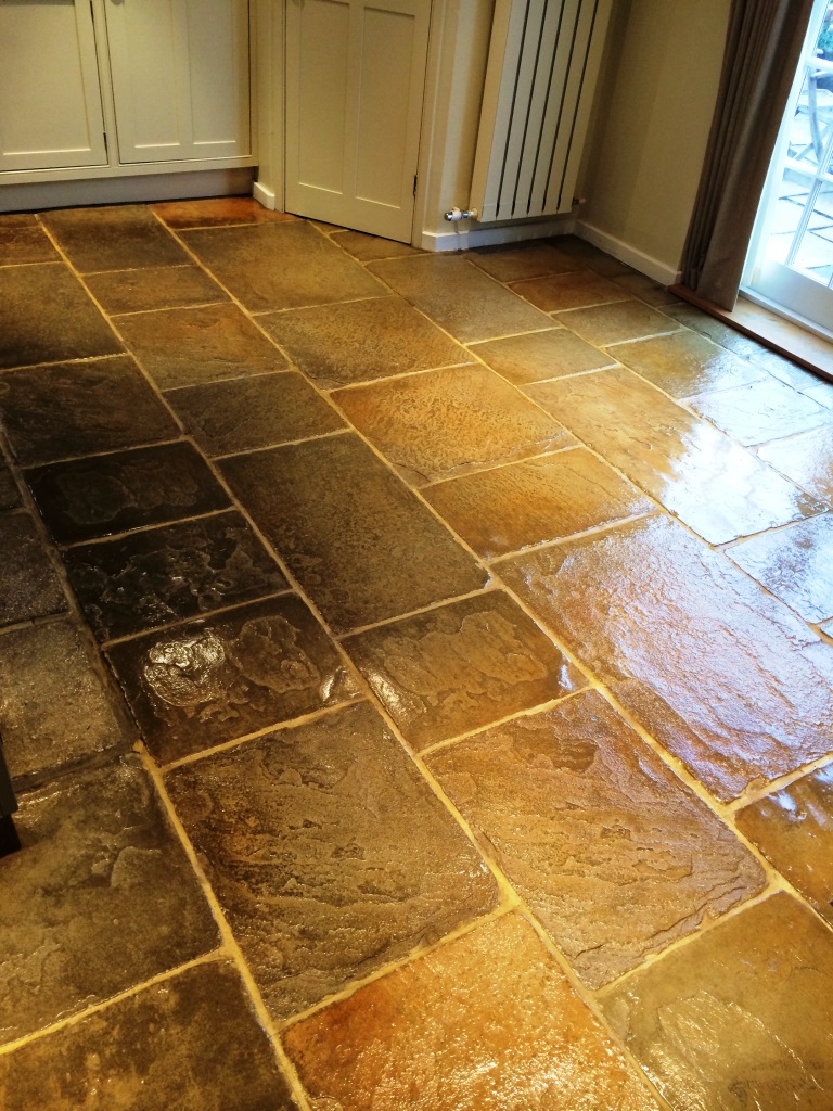 Revitalising a Slate and Flag Stone floor in Cookham - Berkshire Tile