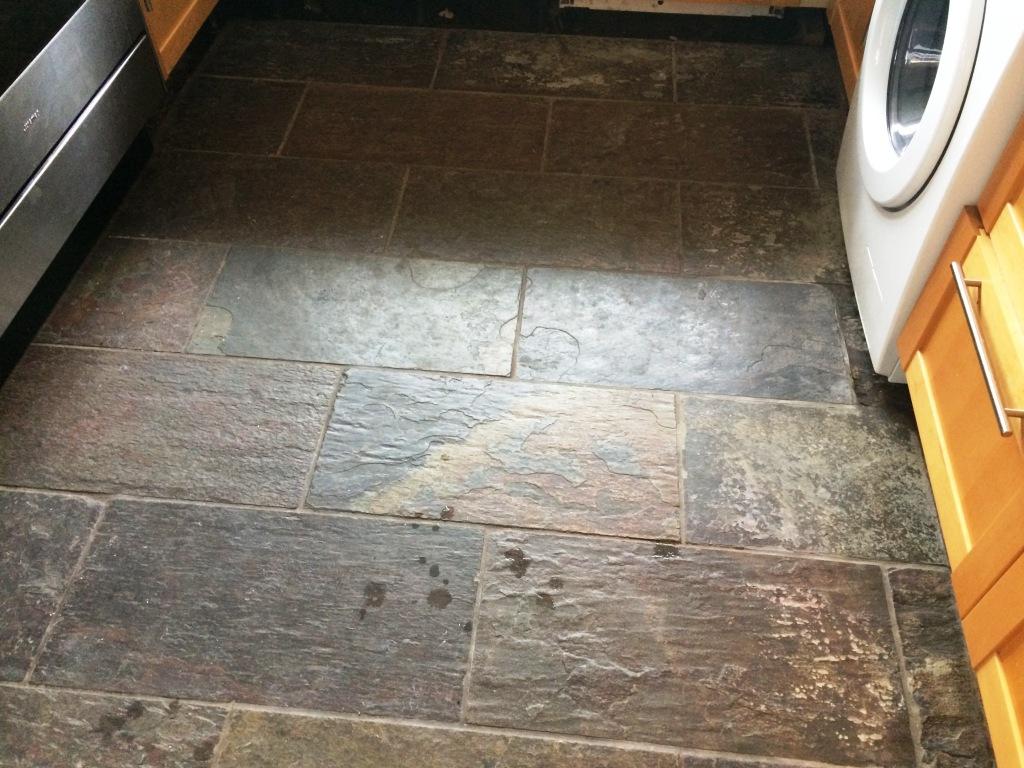 Slate Kitchen Floor Before Restoration in Windsor