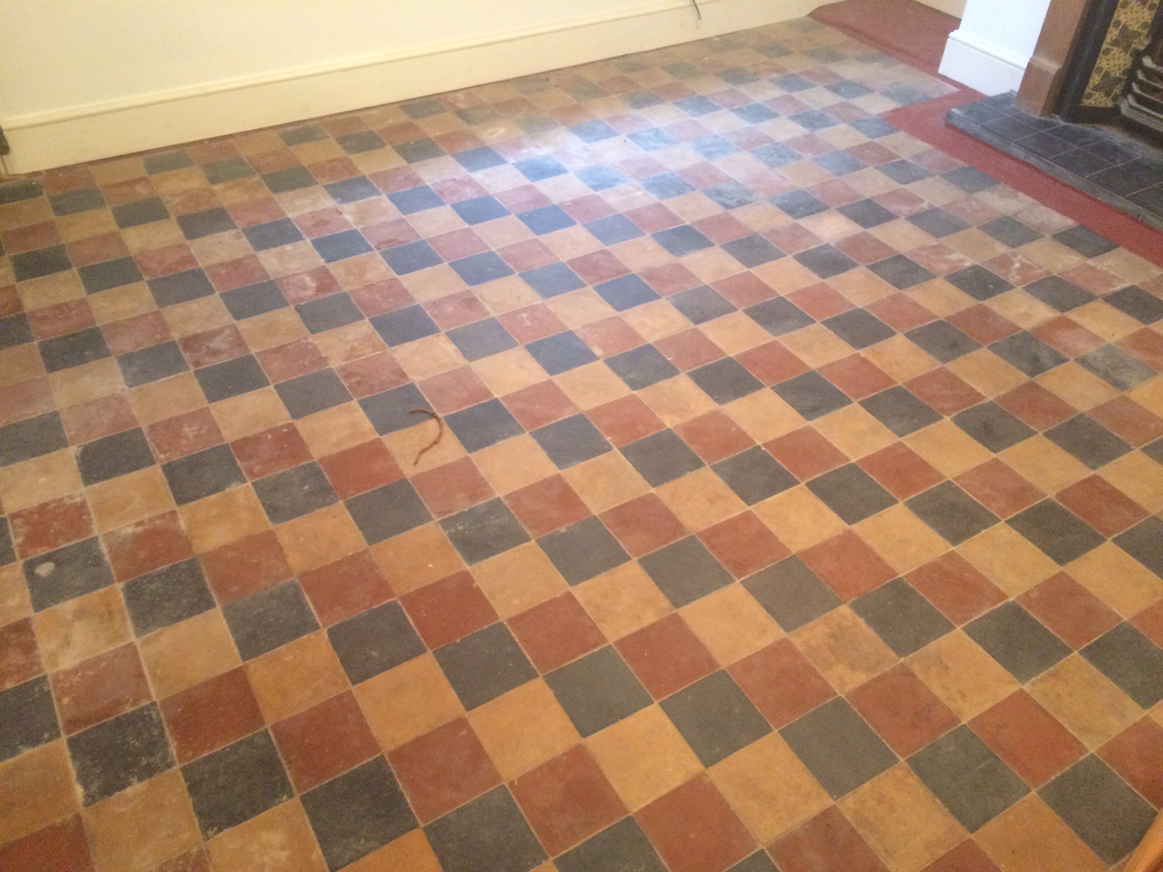 Victorian floor Covered in Lino Pangboune Before Cleaning