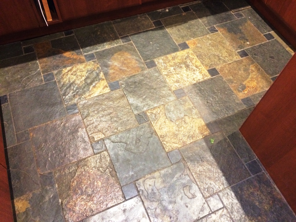 Slate Tiled Kitchen Floor Before Cleaning Spencers Wood