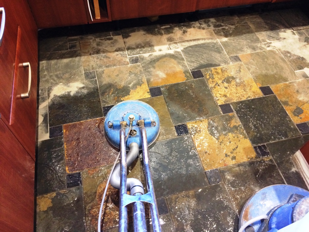 Deep Cleaning and Sealing a Beautiful Slate Tiled Kitchen Floor in