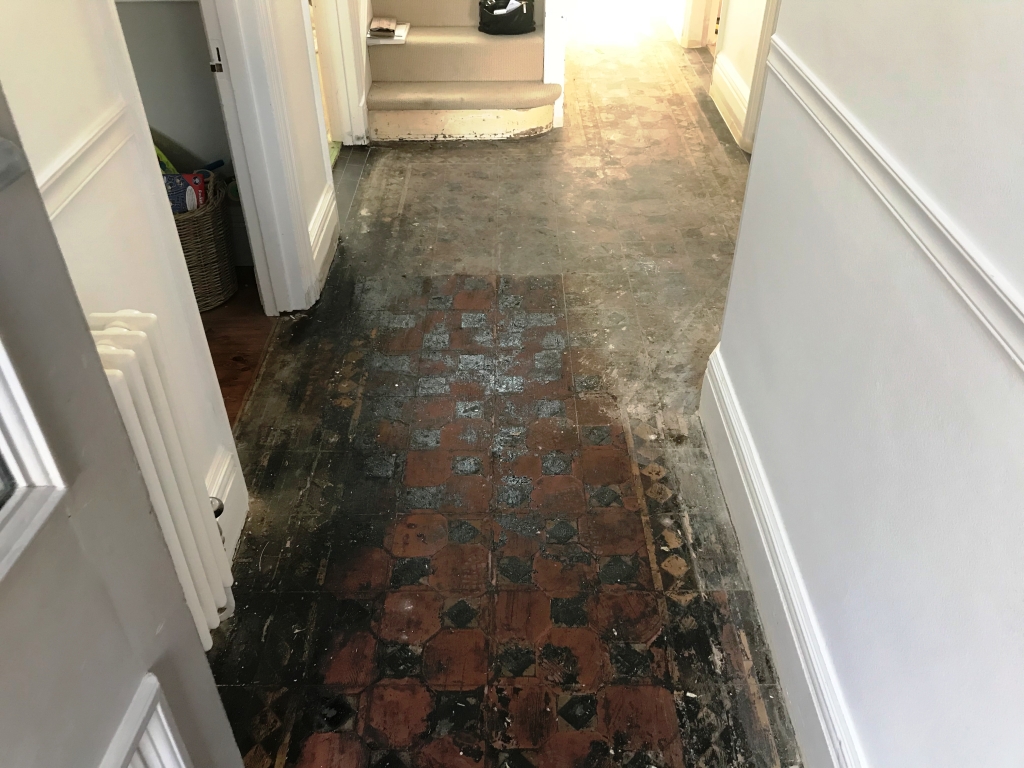 Bitumen Covered Victorian Floor Before Restoration Caversham Reading