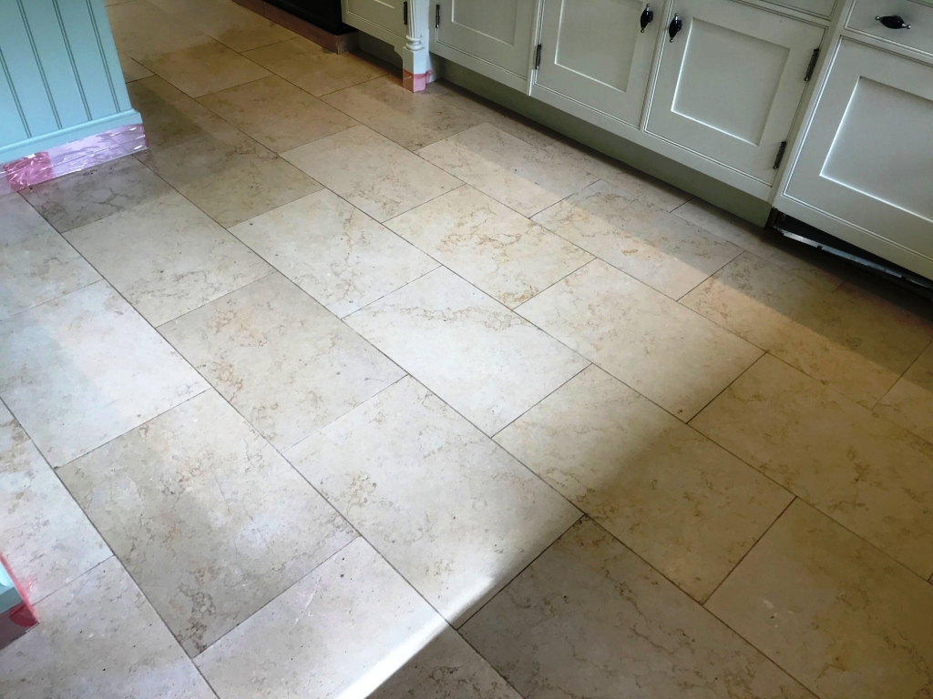 Jerusalem Limestone Kitchen Floor Before Polishing in Twyford