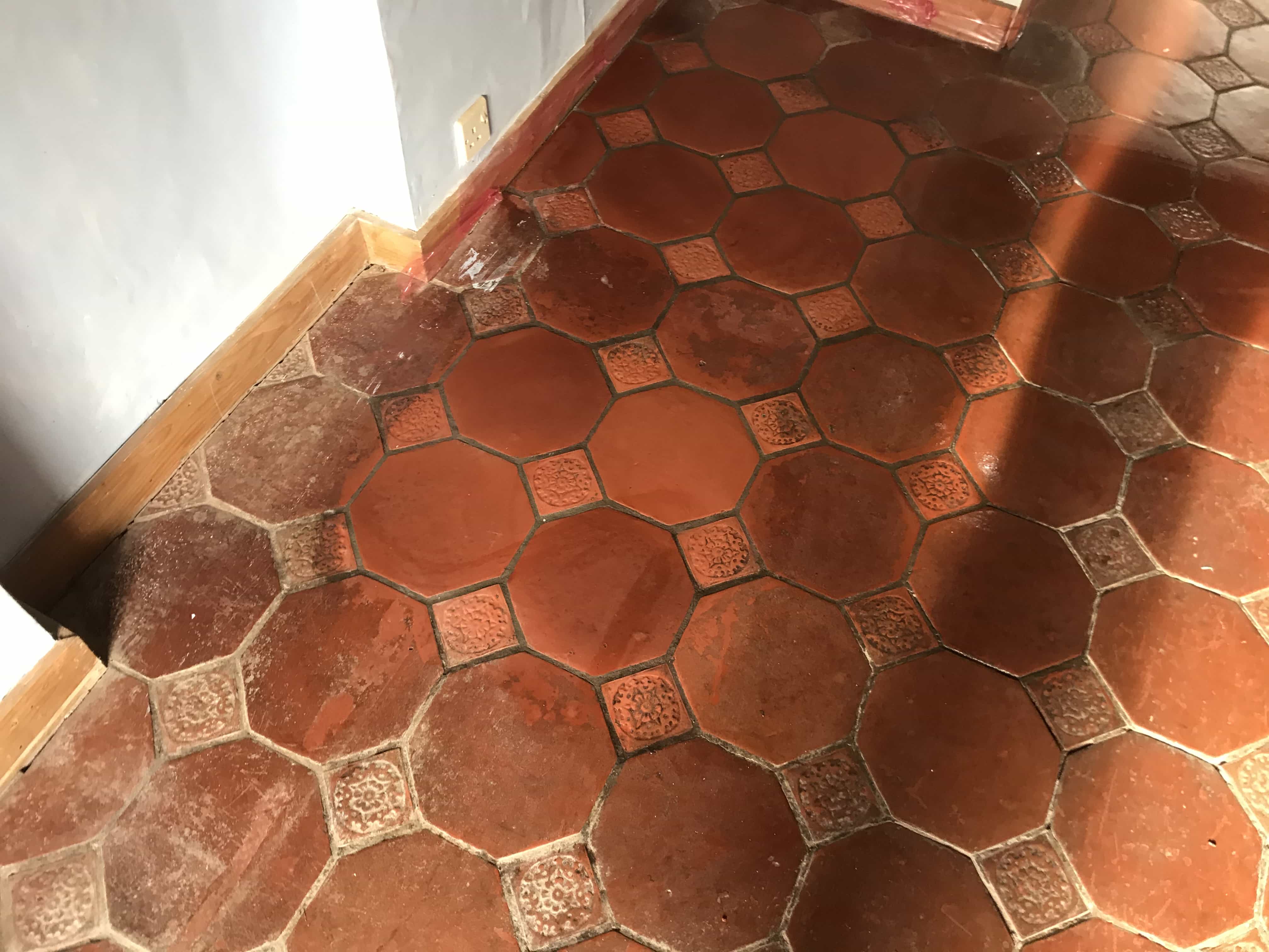 Terracotta Tiled Floor Before Cleaning Crowthorne