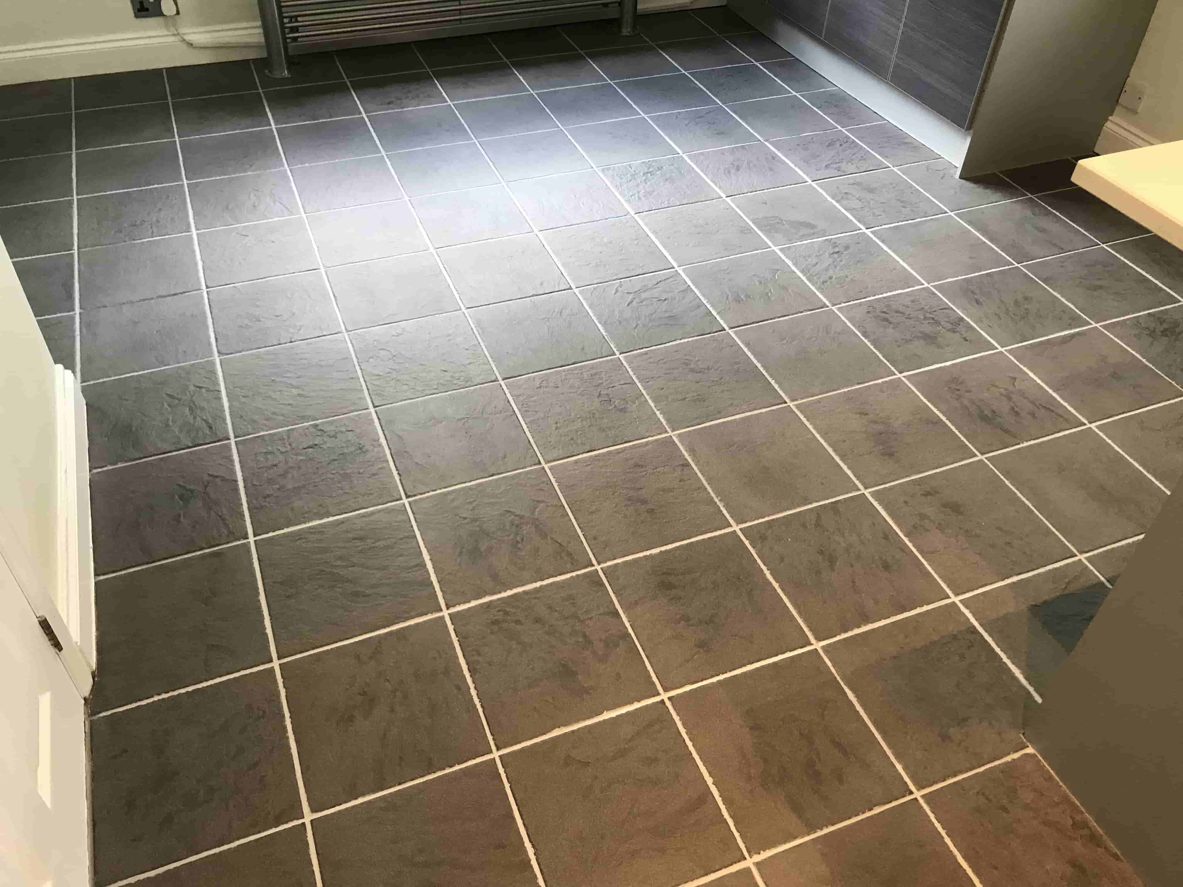 Ceramic Tiled Kitchen Floor Stained With Grout Haze After Cleaning Sandhurst