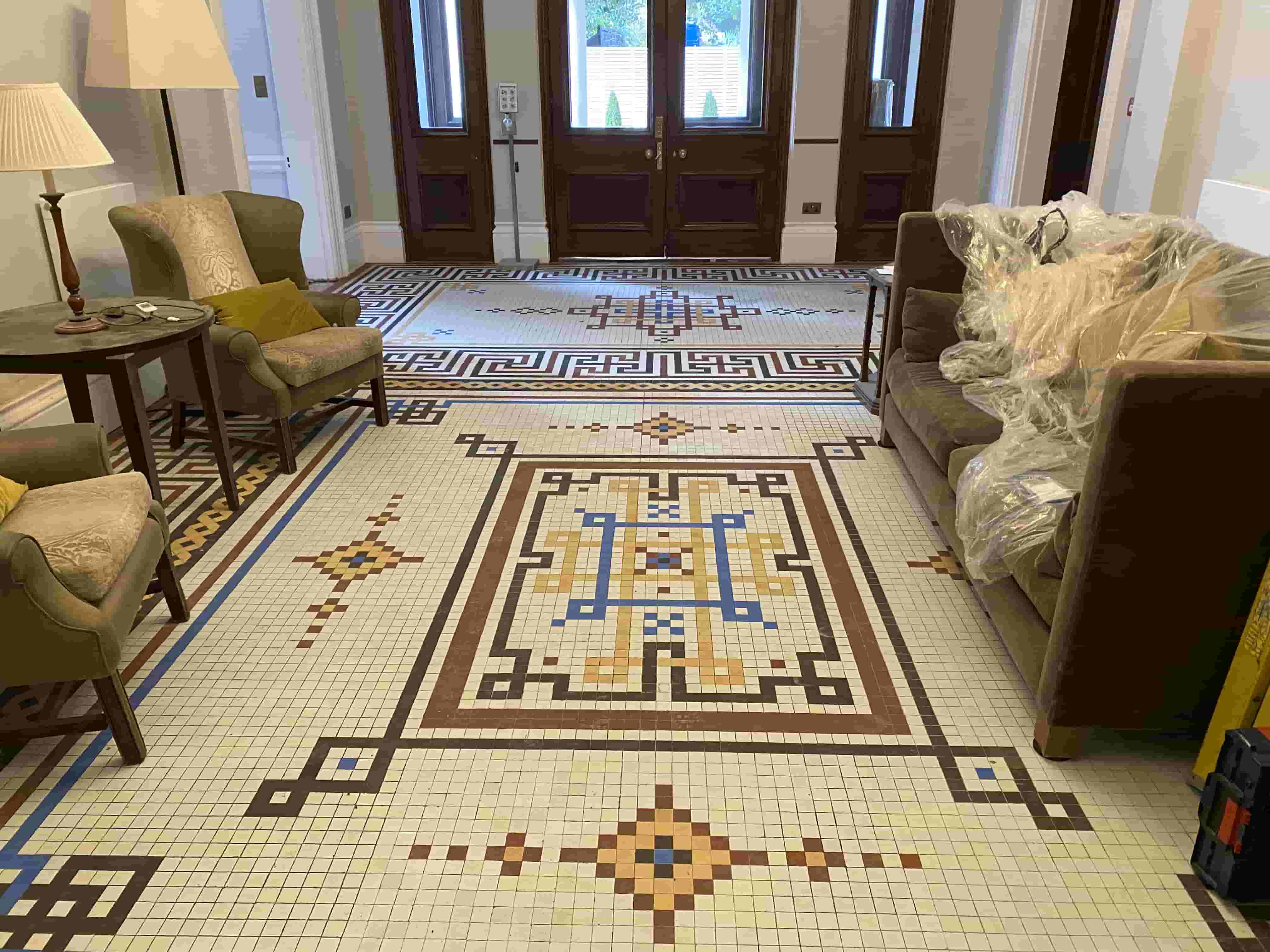 Hotel Tesserae Stone Mosaic Tiled Floor Before Renovation Taplow