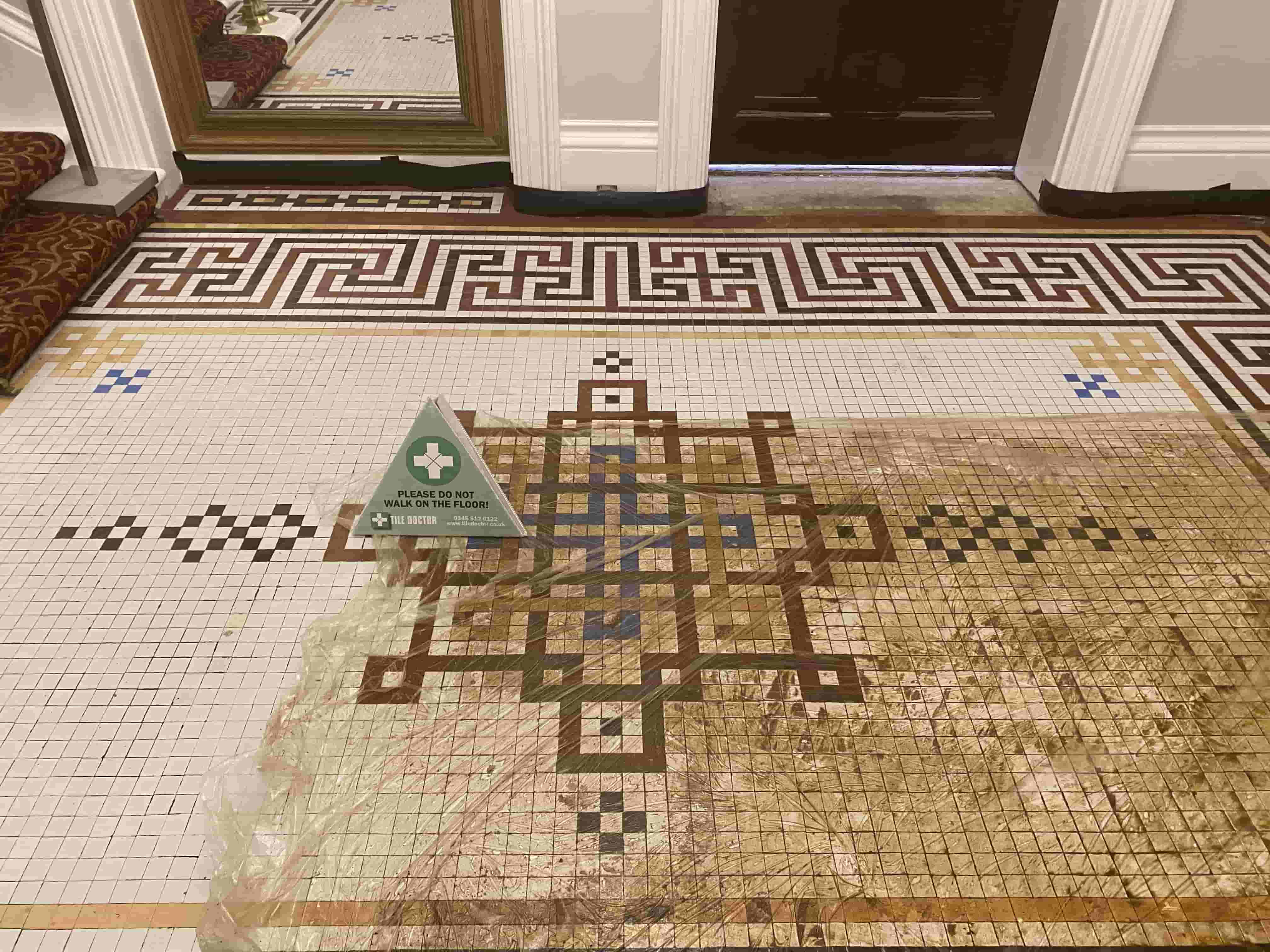 Hotel Tesserae Stone Mosaic Tiled Floor During Renovation Taplow