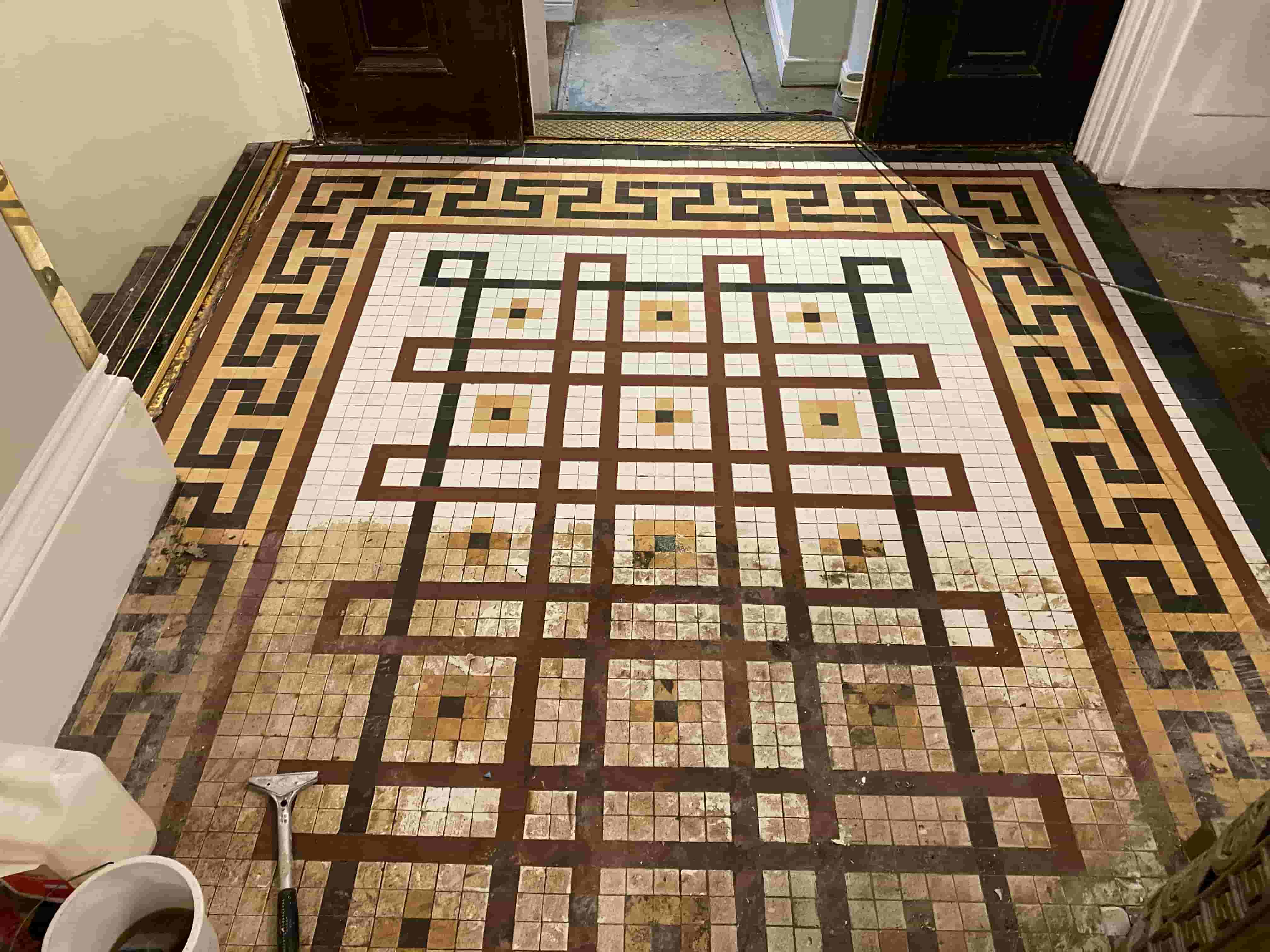 Hotel Tesserae Stone Mosaic Tiled Floor During Renovation Taplow