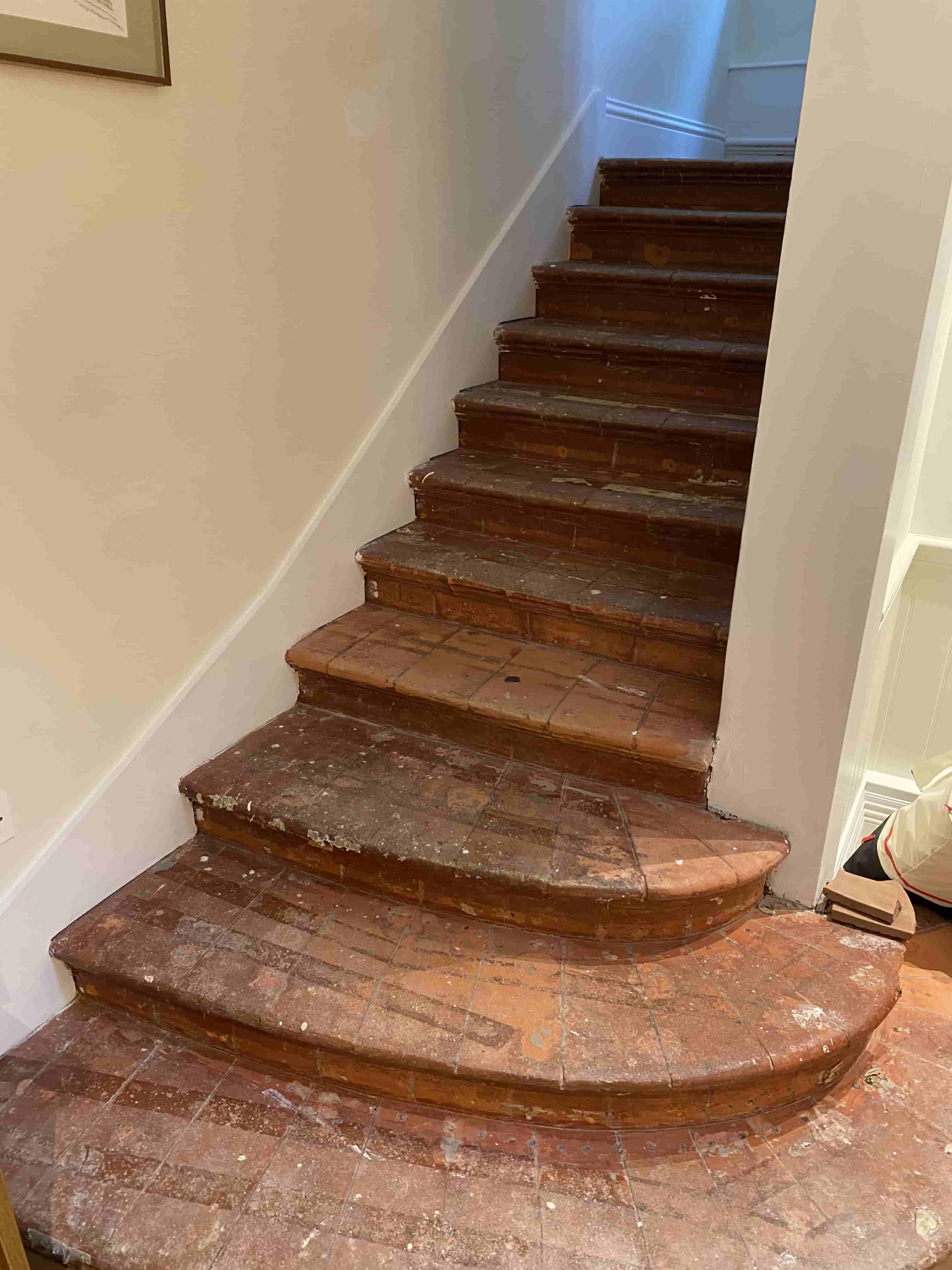 Terracotta Tiled Steps Before Renovation Maidenhead