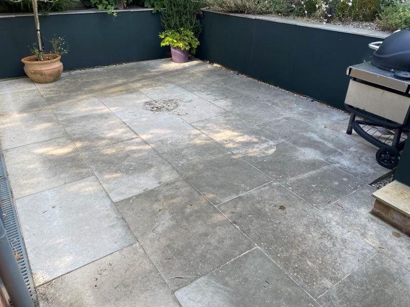 Limestone Patio Before Cleaning Wargrave Reading