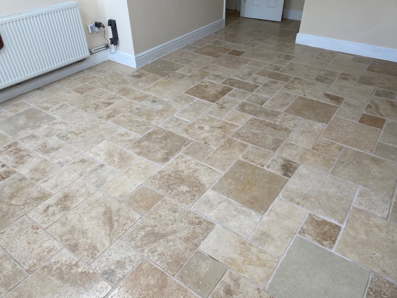 Travertine Tiled Kitchen Floor After Cleaning Sealing Newbury Travertine Tiled Kitchen Floor After Cleaning Sealing Newbury