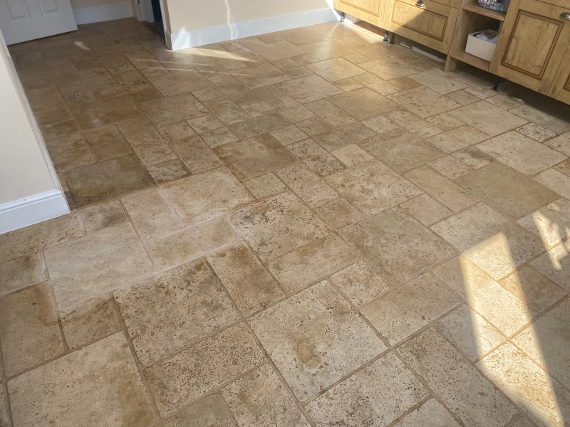 Travertine Tiled Kitchen Floor Before Cleaning Newbury Travertine Tiled Kitchen Floor Before Cleaning Newbury
